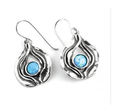 Oval Opal Textured Earrings with Opal